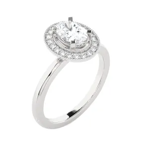 7/8 ctw Round Lab Grown Diamond Halo Engagement Ring