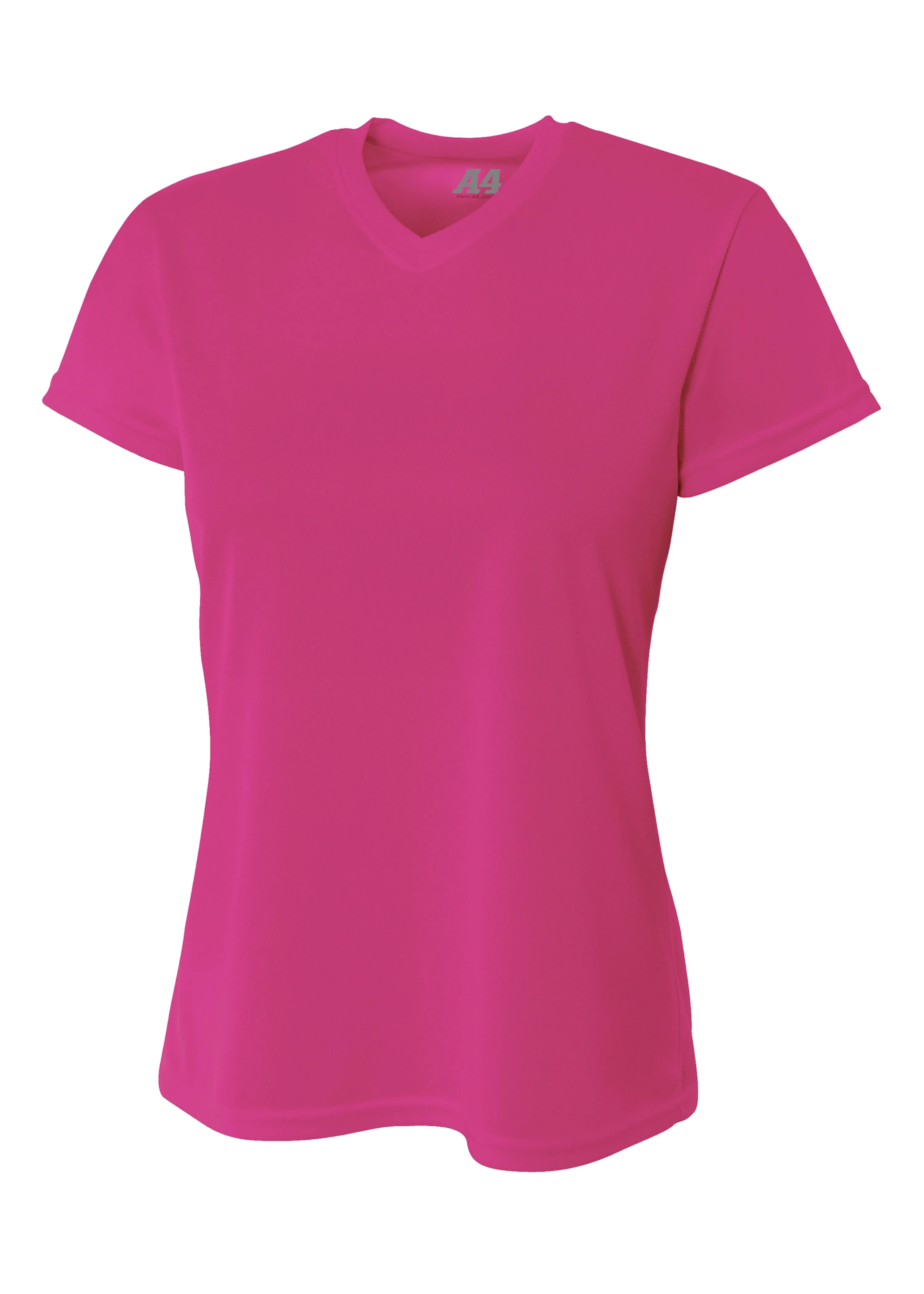 A4 Womens Short Sleeve V-Neck Bird's Eye Mesh Tee