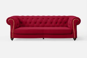 Bitonto 3 Seater Sofa Red Linen Fabric