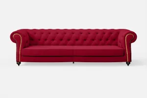 Bitonto 4 Seater Sofa Red Linen Fabric