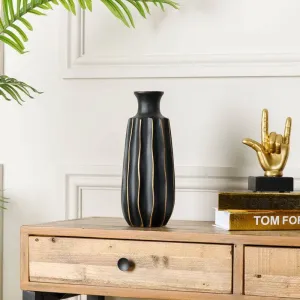 Black & Gold Striped Vase - 35.5cm