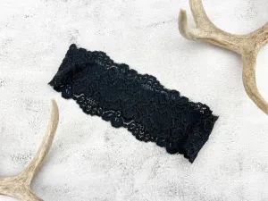 Black Wide Stretch Lace Headband HDB00079