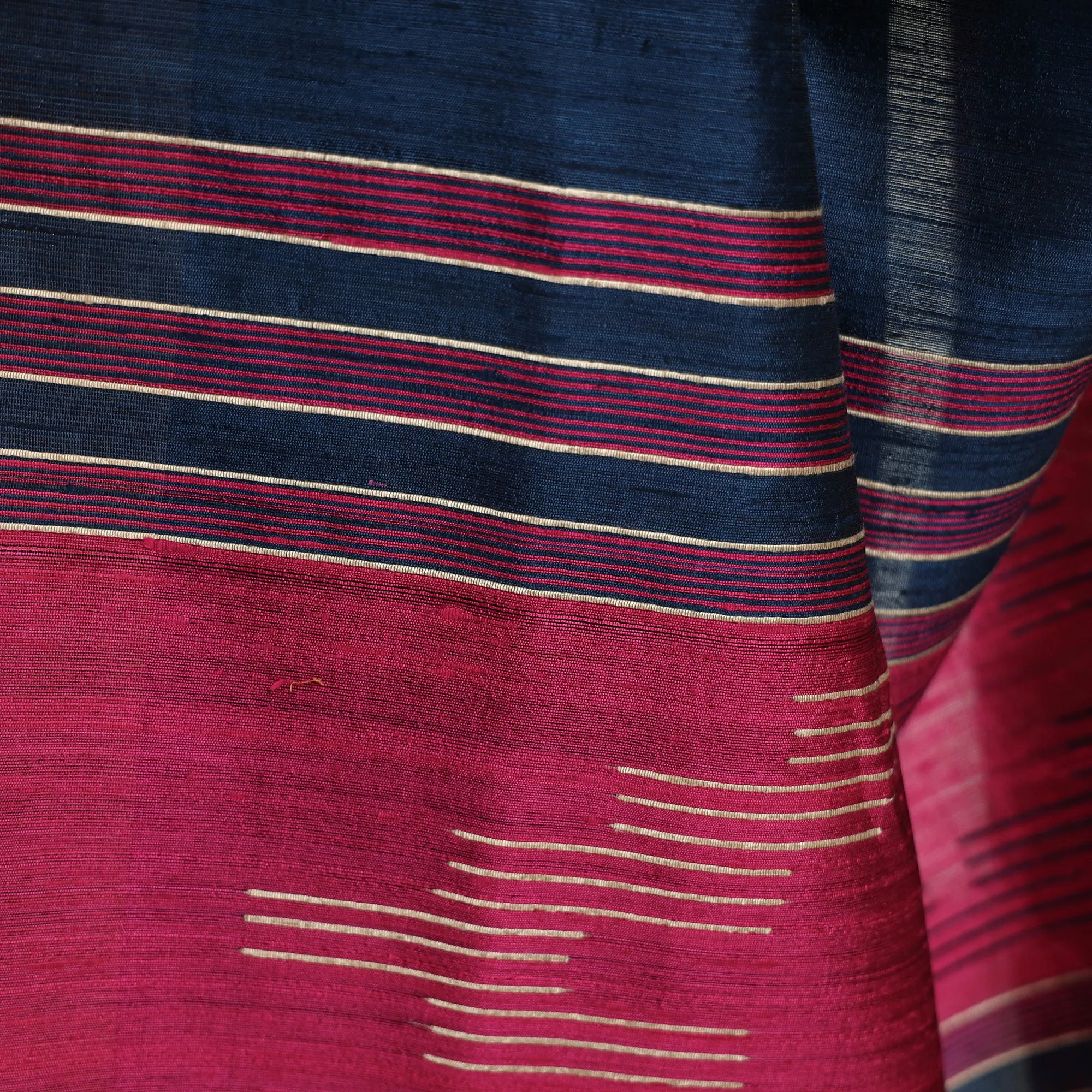 Blue - Bhagalpuri Pure Desi Tussar Silk Handloom Saree with Zari Border