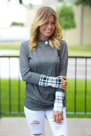 Charcoal Plaid Hooded Tunic