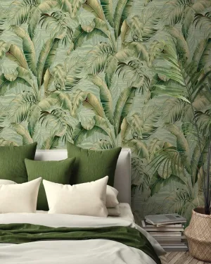 Chinese Palm Lightweight Mix Color Wallpaper