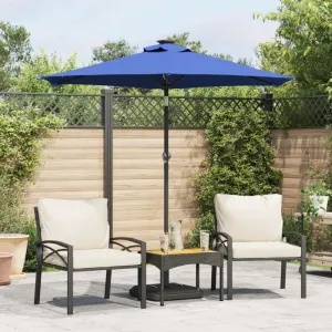 Garden Parasol with LEDs and Steel Pole Azure Blue 225x225x212cm