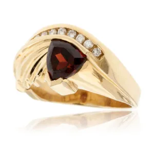 Garnet and Diamond Classic Style Ring