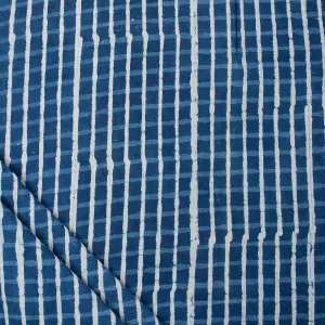 Hand Block Striped Indigo Cotton Fabric