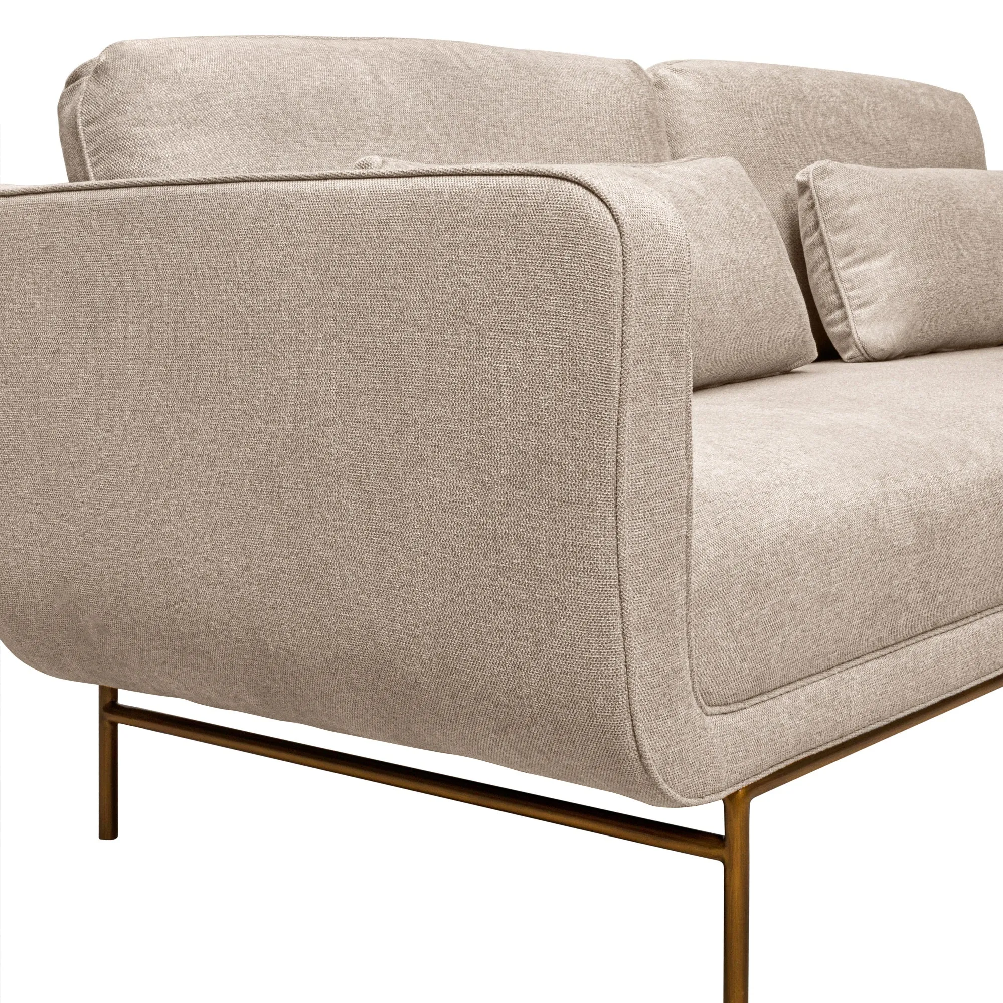 Lilou 77" Fabric Sofa with Antique Brass Metal Legs