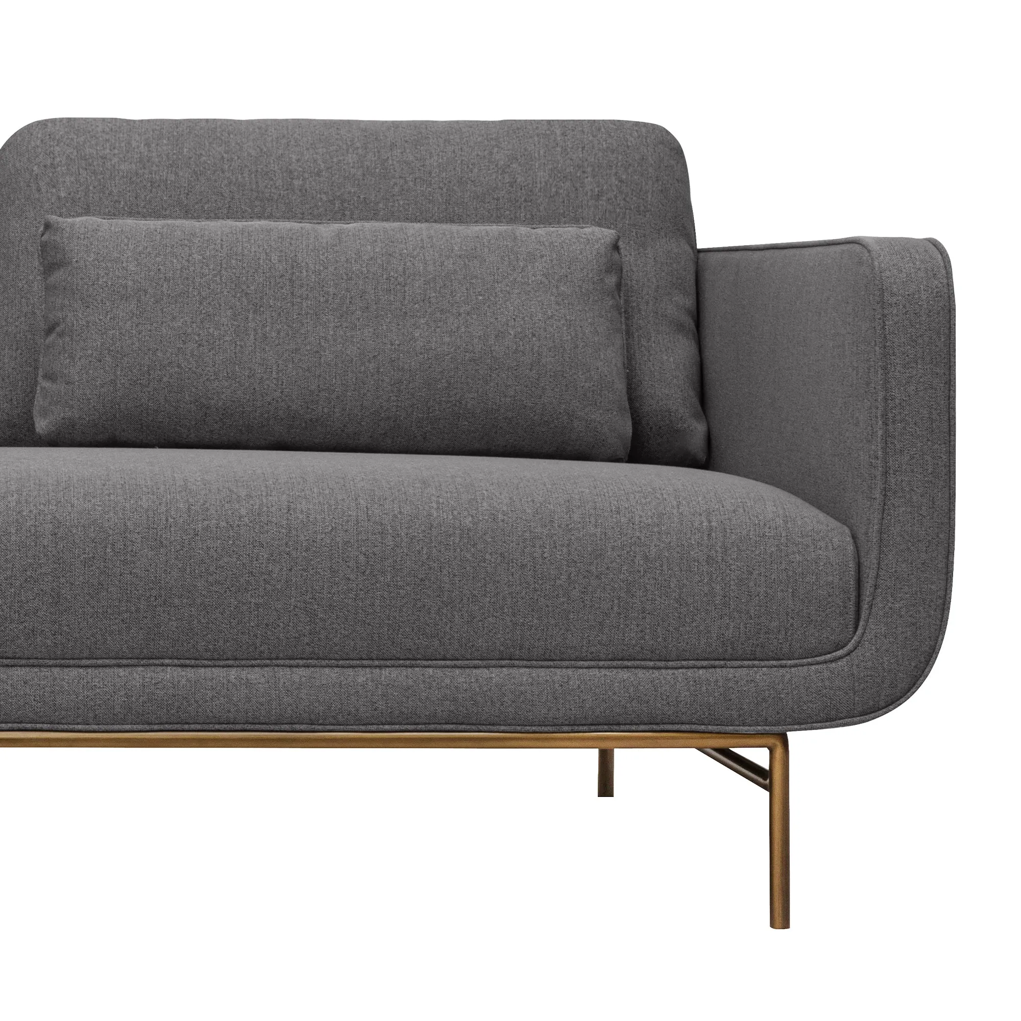 Lilou 77" Fabric Sofa with Antique Brass Metal Legs