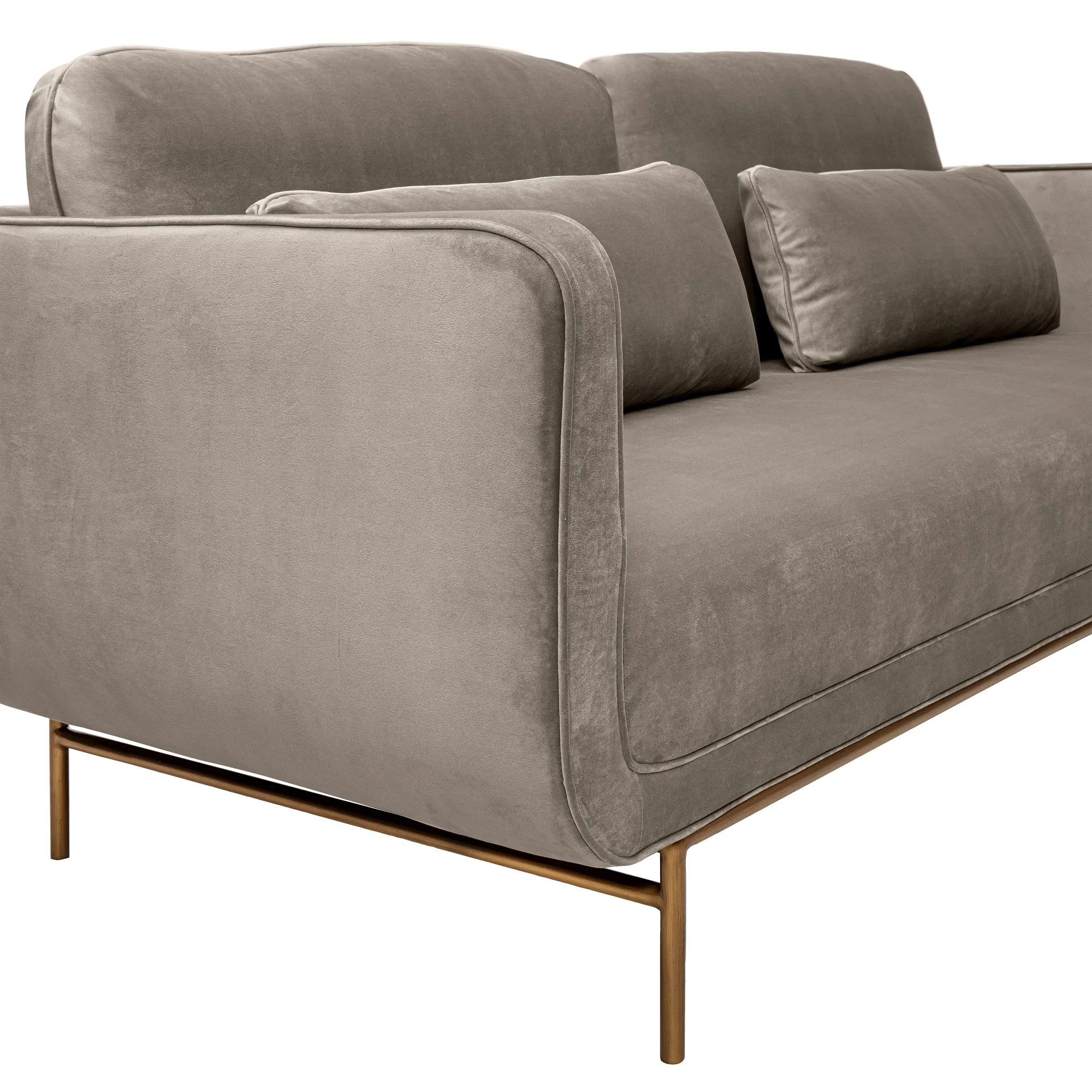 Lilou 77" Fabric Sofa with Antique Brass Metal Legs