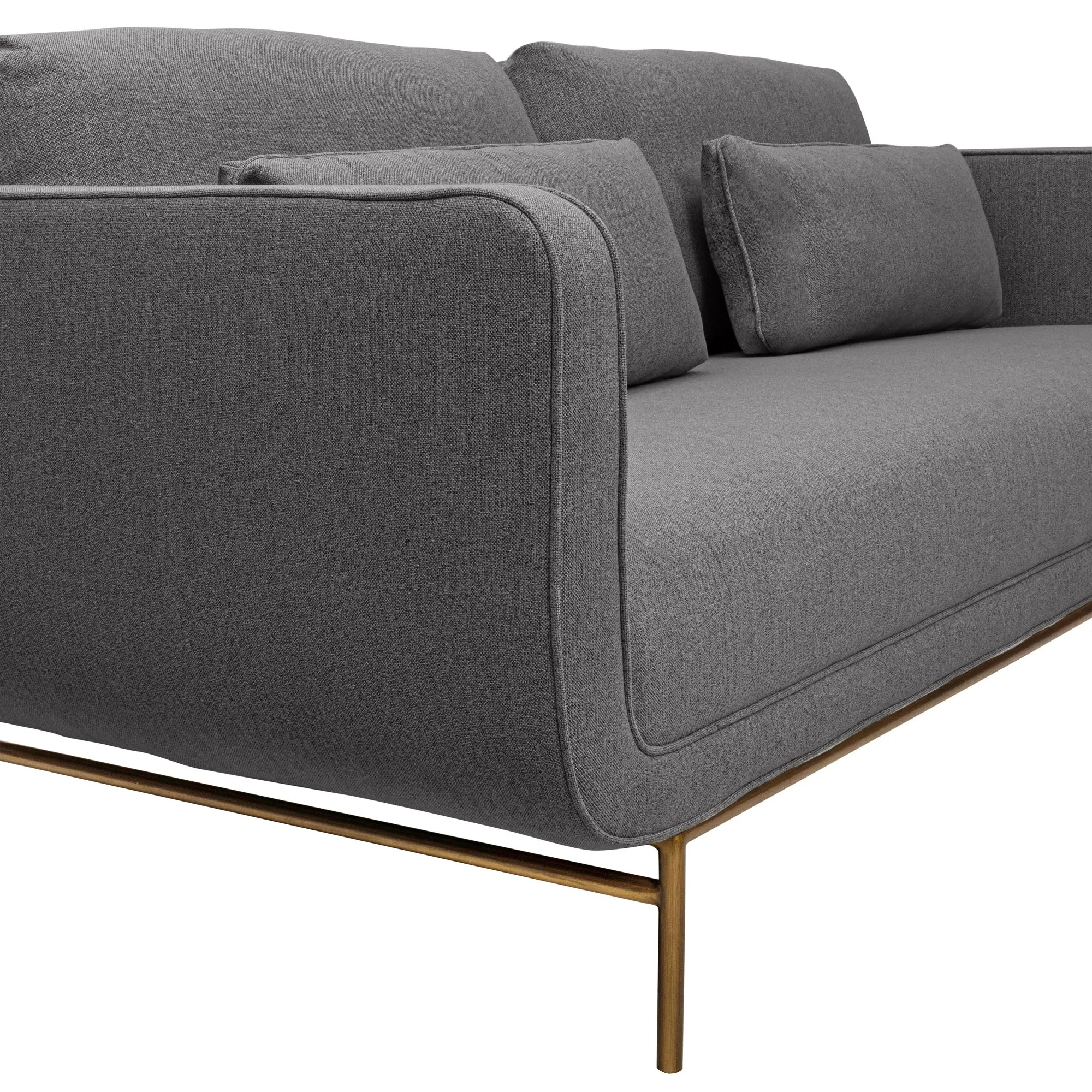 Lilou 77" Fabric Sofa with Antique Brass Metal Legs