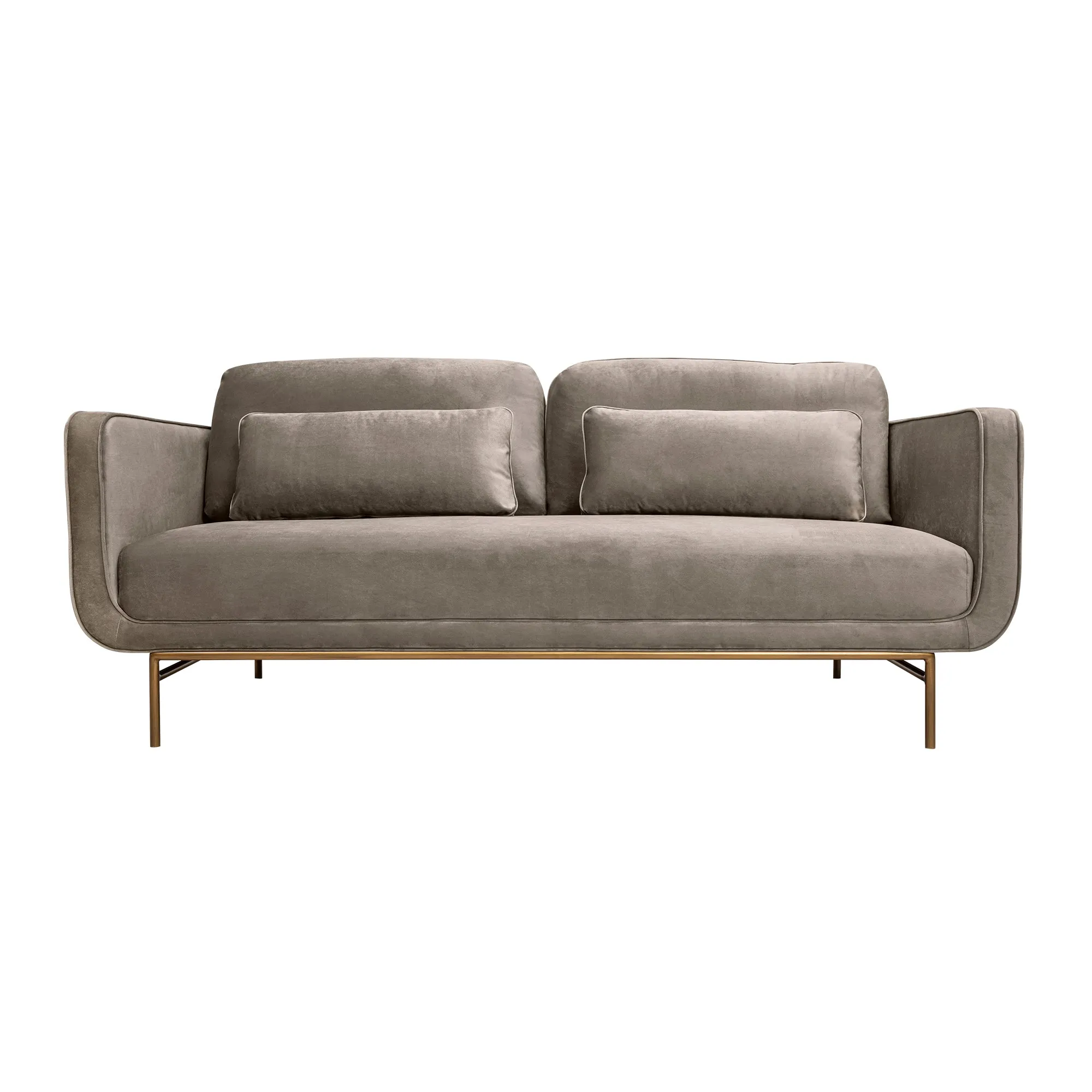 Lilou 77" Fabric Sofa with Antique Brass Metal Legs