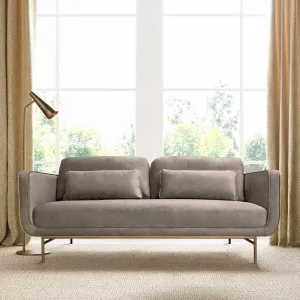 Lilou 77" Fabric Sofa with Antique Brass Metal Legs