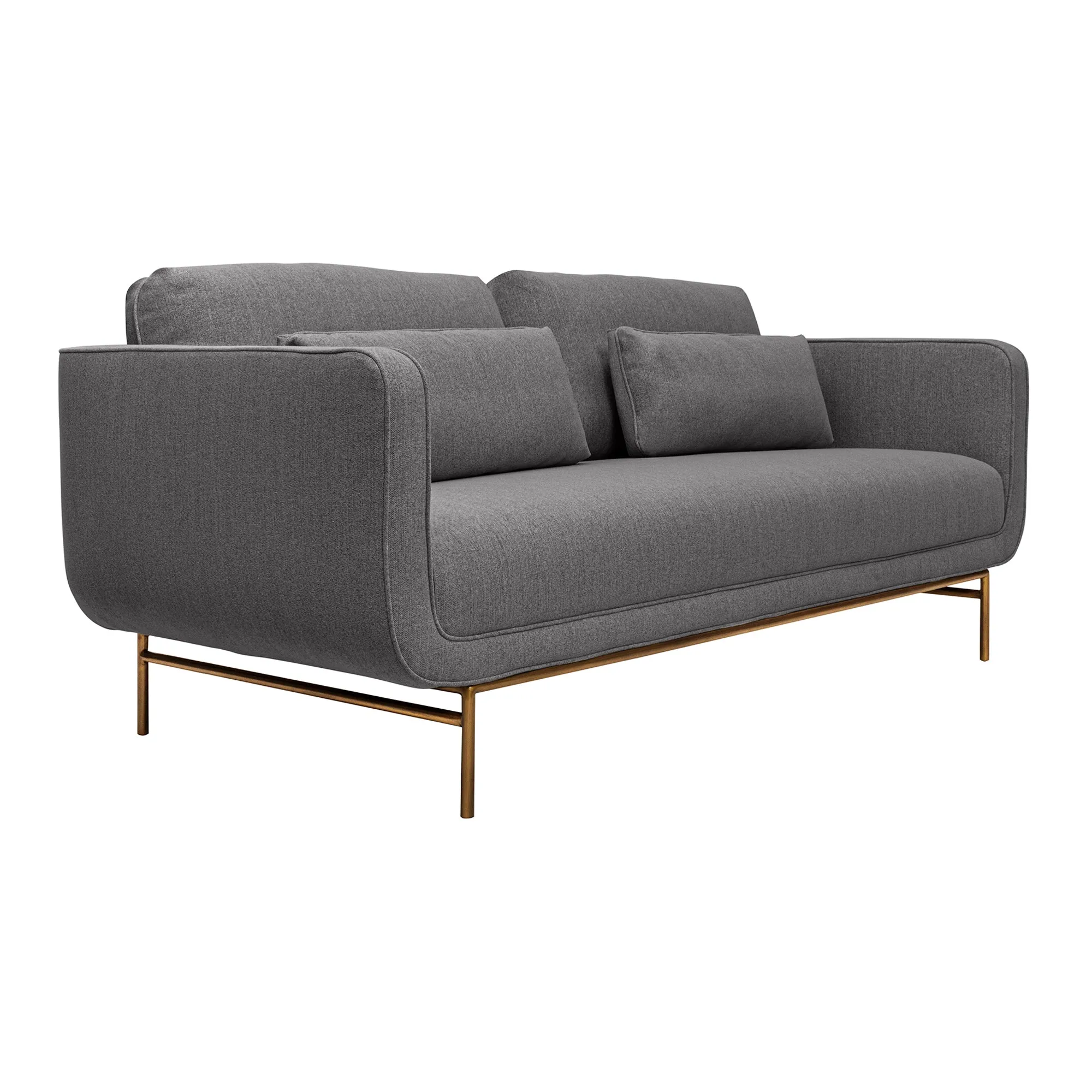 Lilou 77" Fabric Sofa with Antique Brass Metal Legs