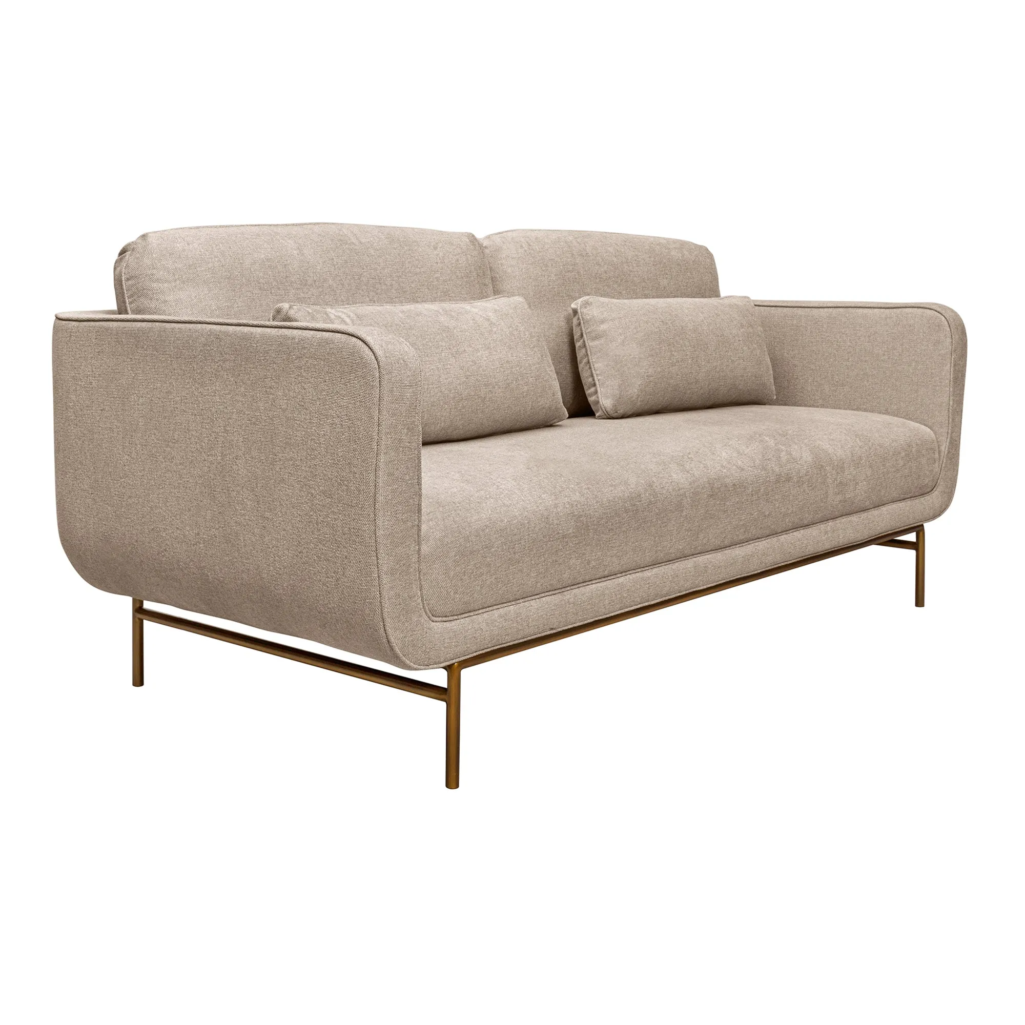 Lilou 77" Fabric Sofa with Antique Brass Metal Legs