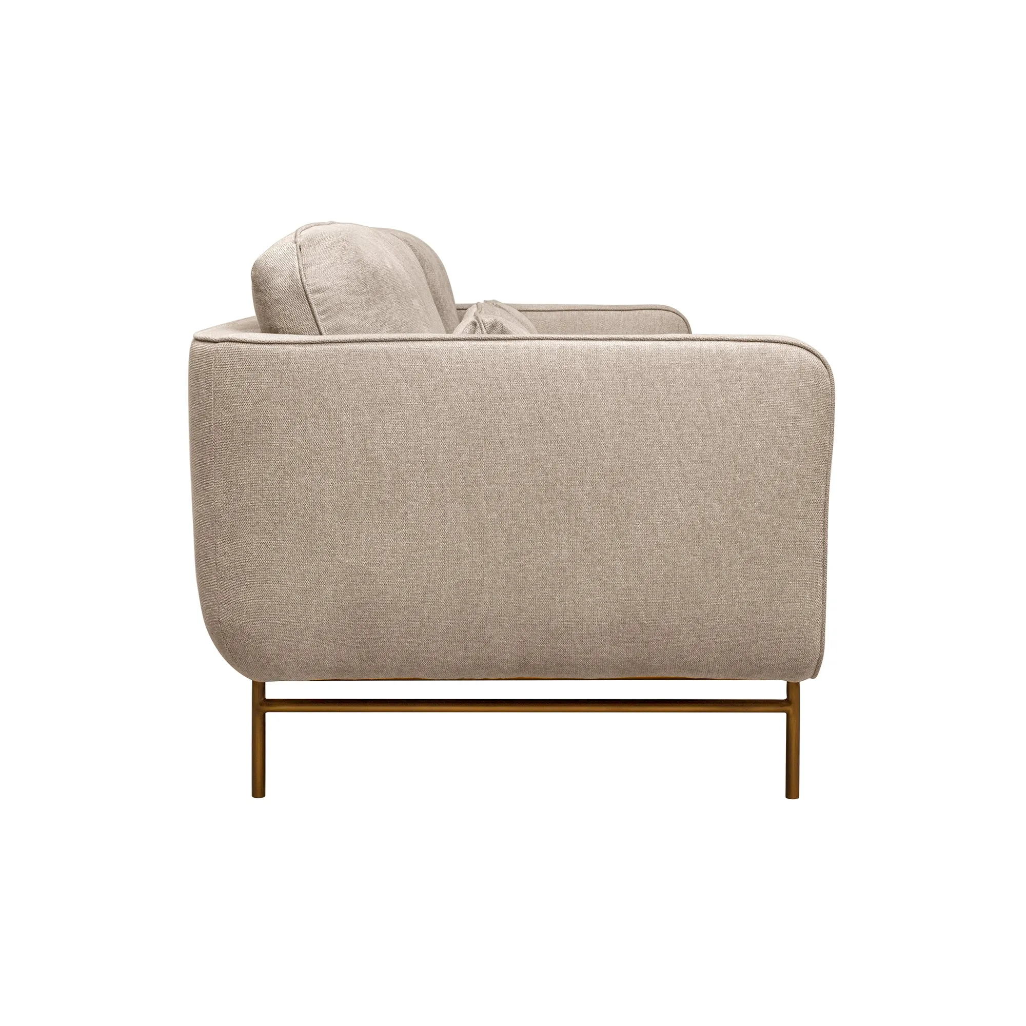 Lilou 77" Fabric Sofa with Antique Brass Metal Legs