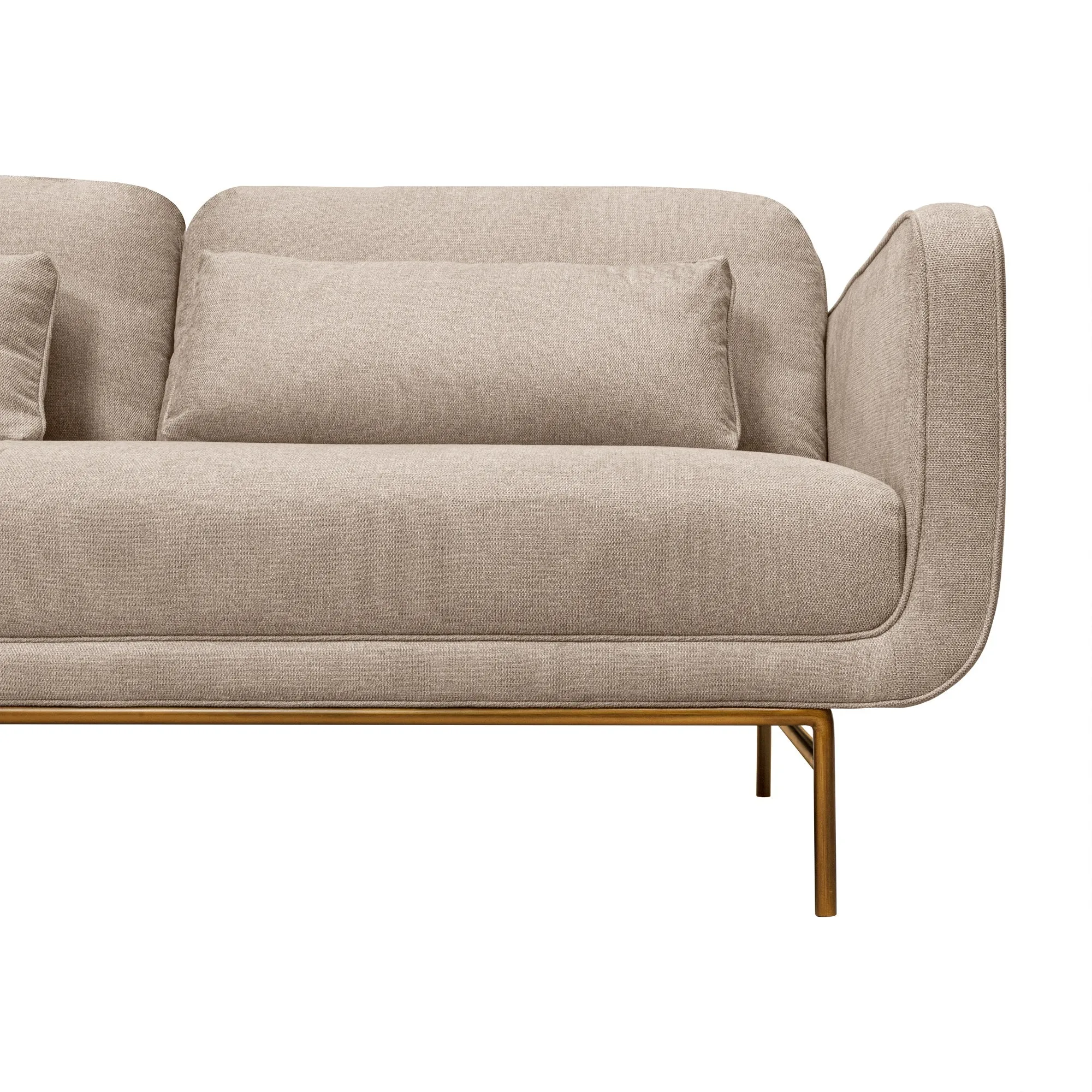 Lilou 77" Fabric Sofa with Antique Brass Metal Legs