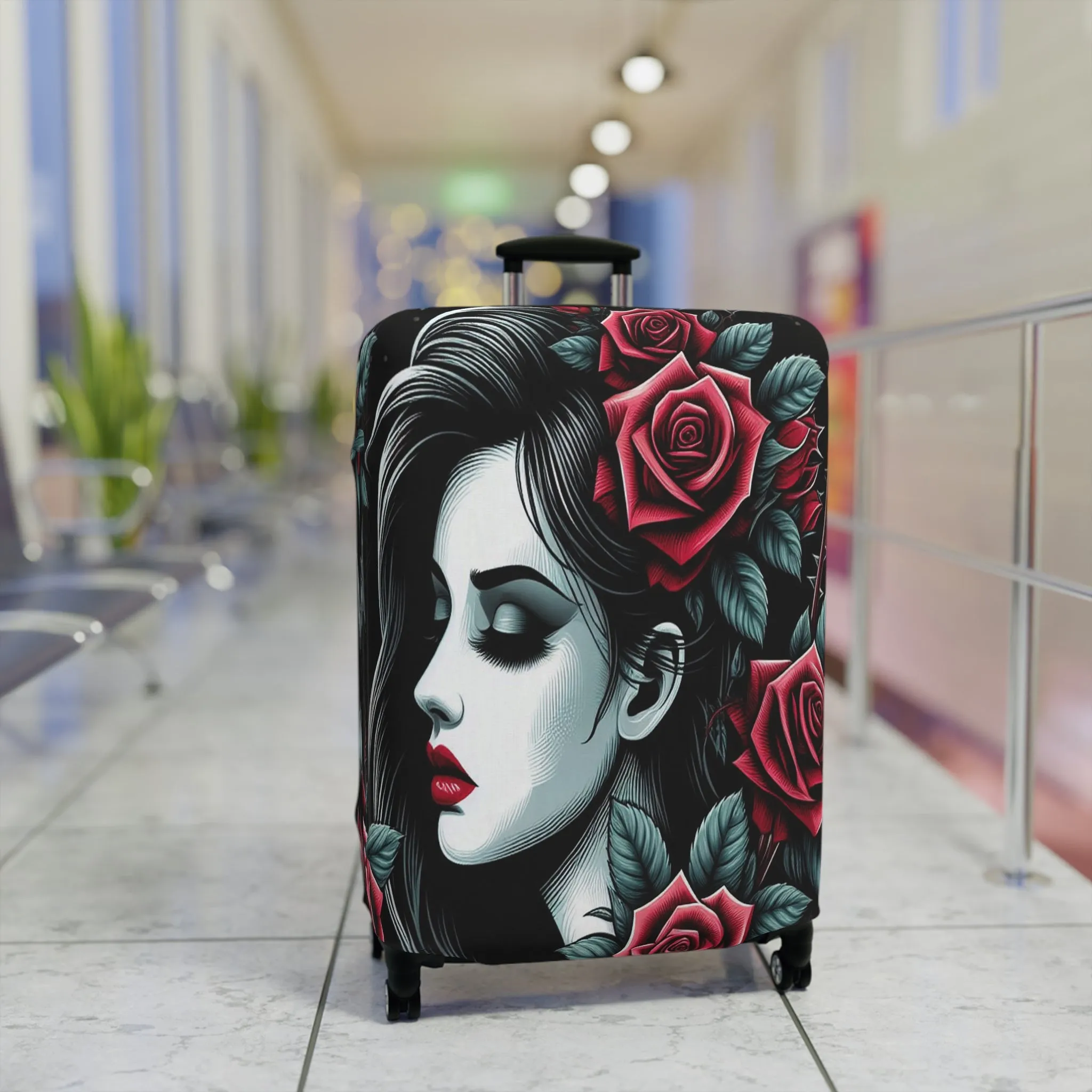 Luggage Cover, Black and Red Roses, awd-1686