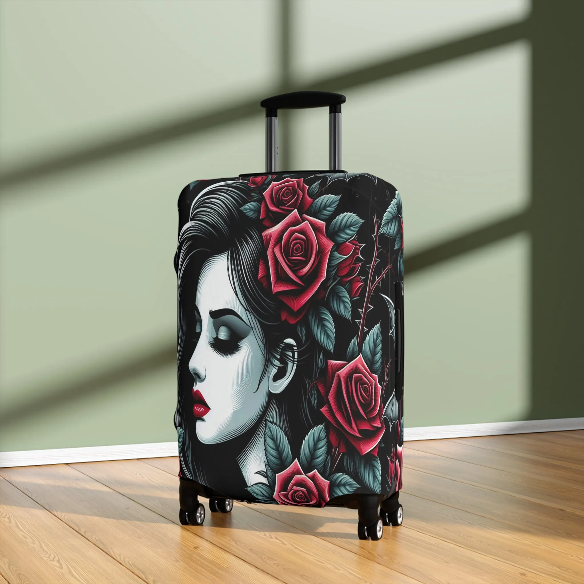 Luggage Cover, Black and Red Roses, awd-1686