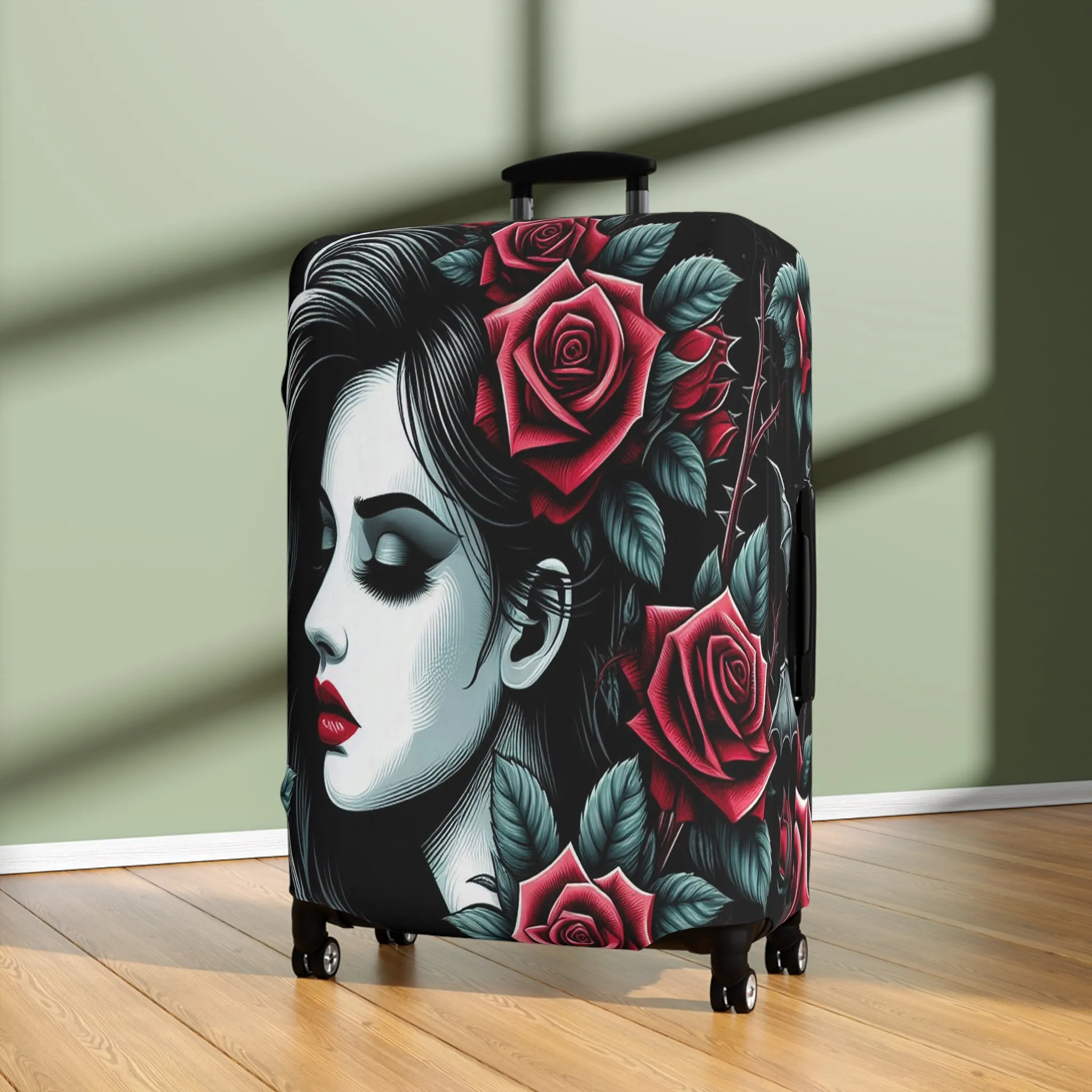 Luggage Cover, Black and Red Roses, awd-1686