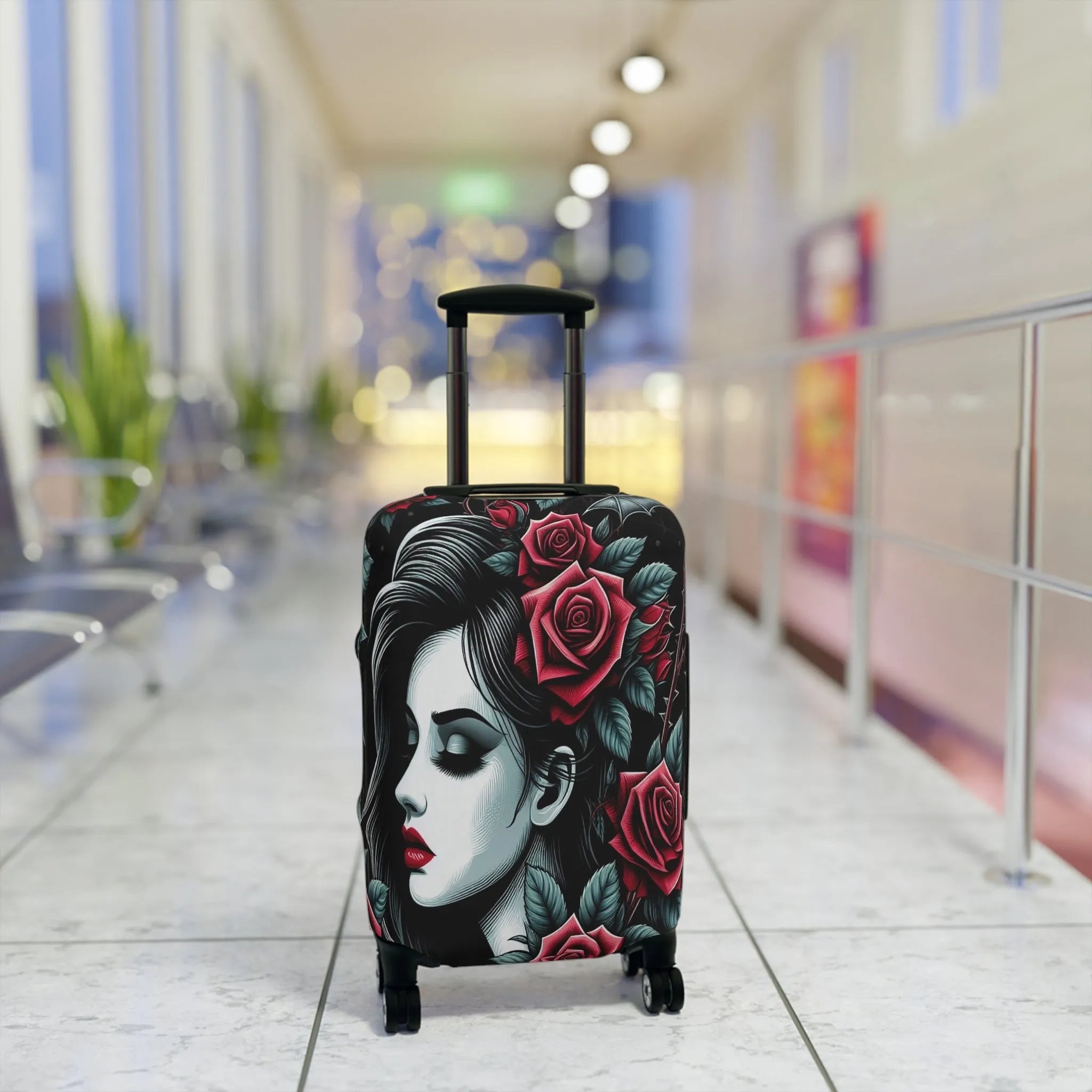 Luggage Cover, Black and Red Roses, awd-1686