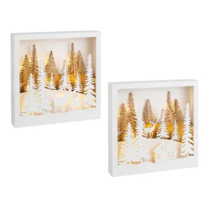 Lumineo BO Micro-Led Plywood Scenery 25 x 25cm - 2 Assorted