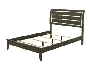 Martha King Bed w/Slatted Headboard, Gray Finish