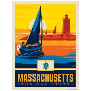 Massachusetts Bay State Lighthouse Vinyl Sticker