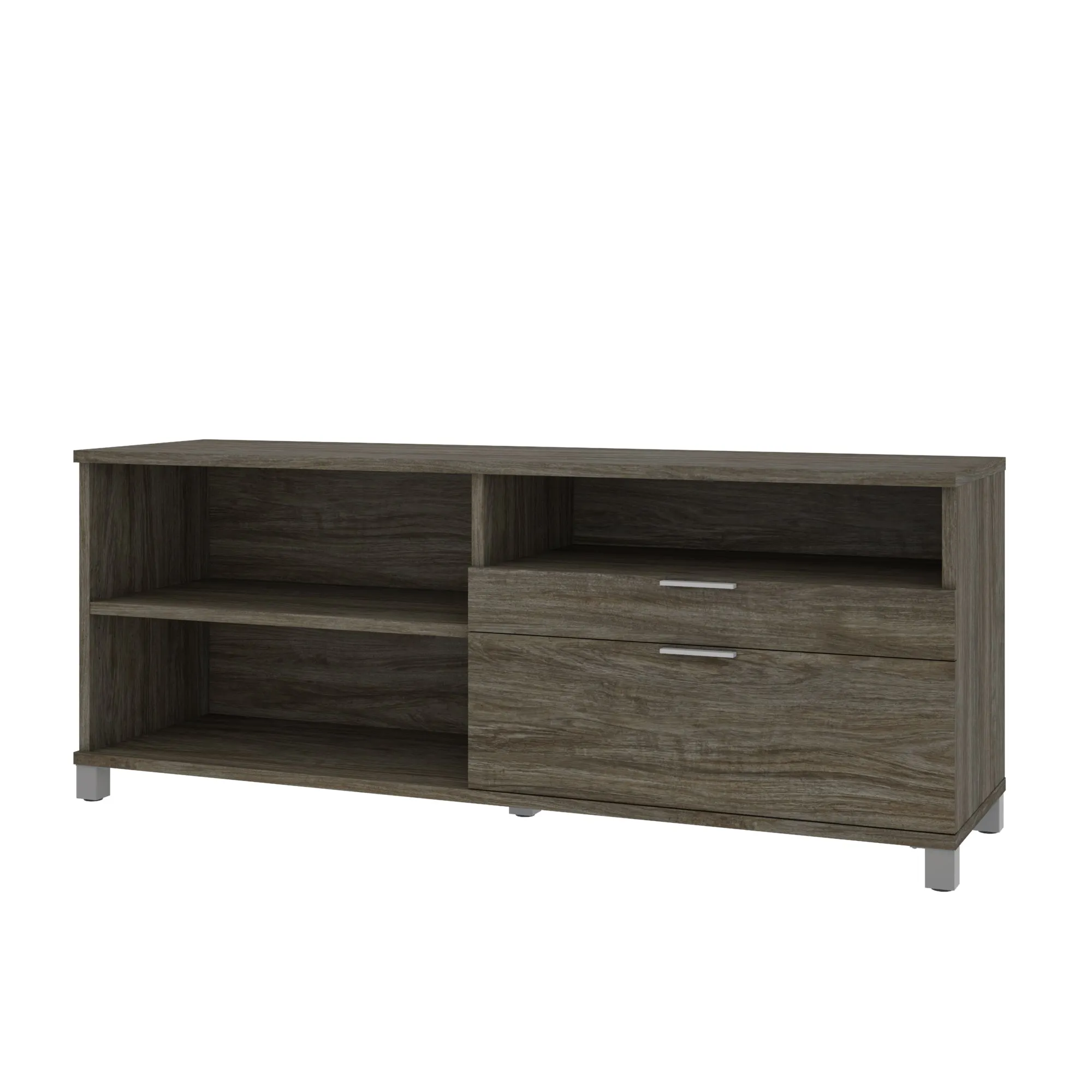 Modern 71" Credenza with File Drawer in Walnut Gray