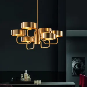 Modern Gold Metal Chandelier With Round Disc Elements