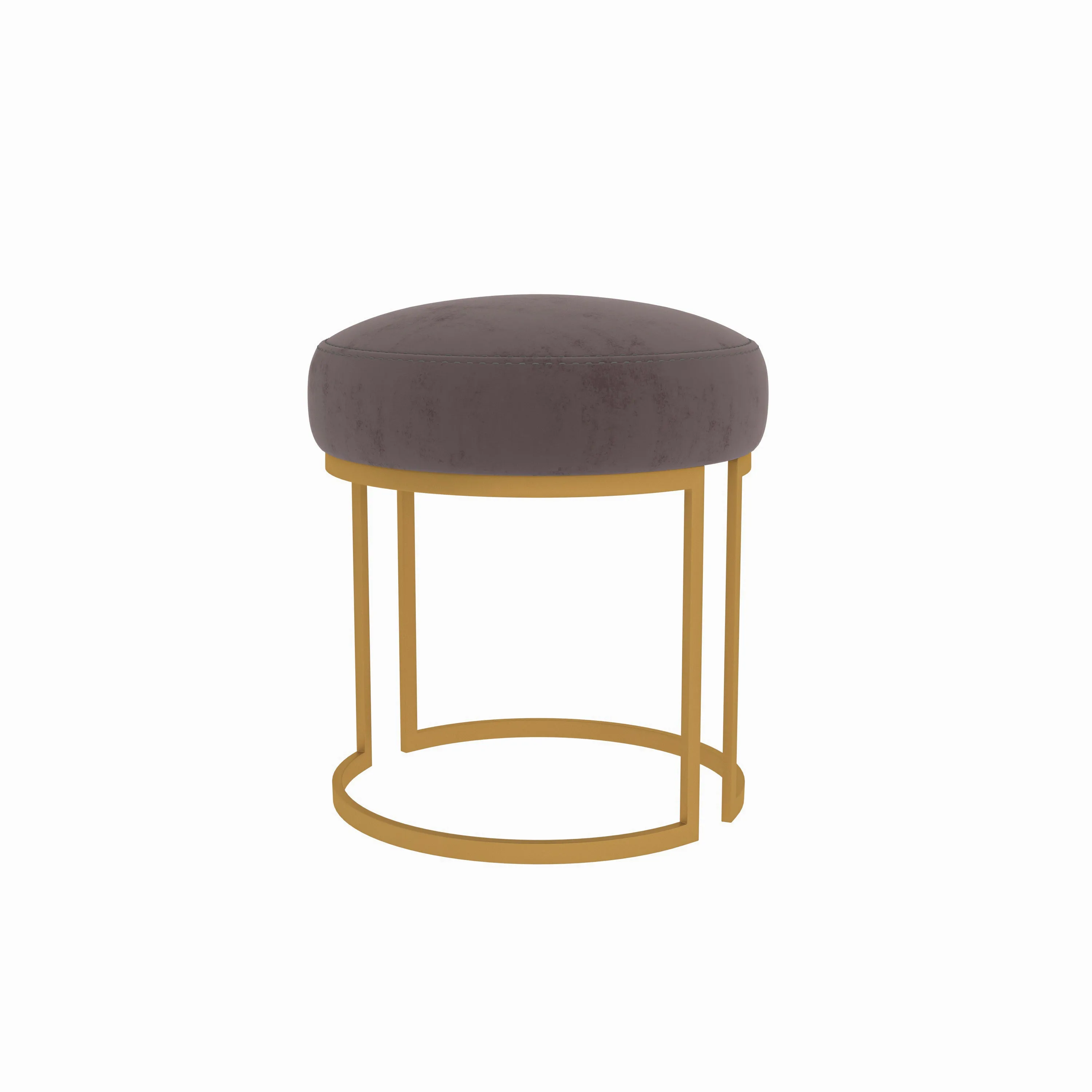 Moss Gray Red Puffed Classic Metal Stool