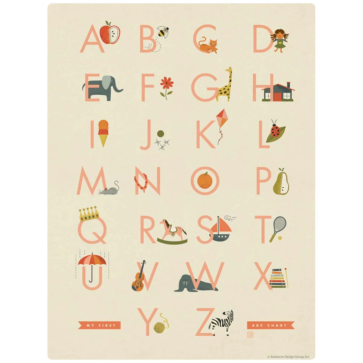 My First ABC Alphabet Chart Vinyl Sticker for Girls