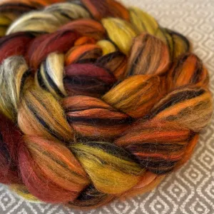 Polwarth Black Bamboo Silk Roving - OOAK - Candy Corn