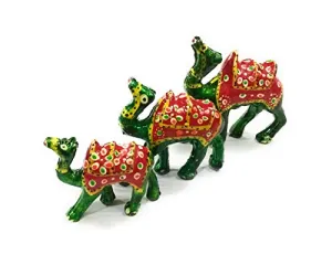 Rajasthani Camel Green Family Set of 3 Beautifully Designed showpiece_Gift Item_Home Decor_Handicraft.