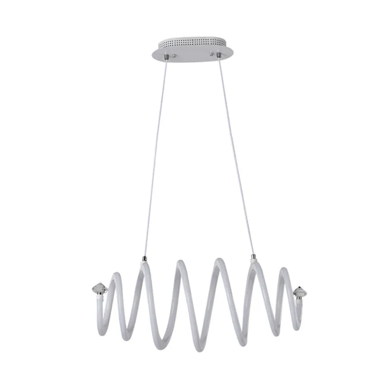 Sleek White LED Spiral Chandelier: Acrylic Hanging Light for the Living Room