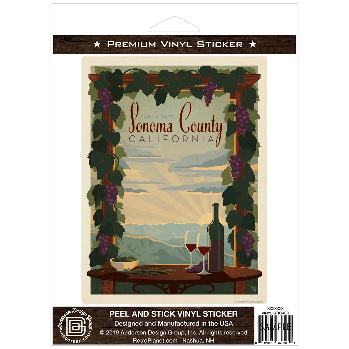 Sonoma County California Wine Vinyl Sticker