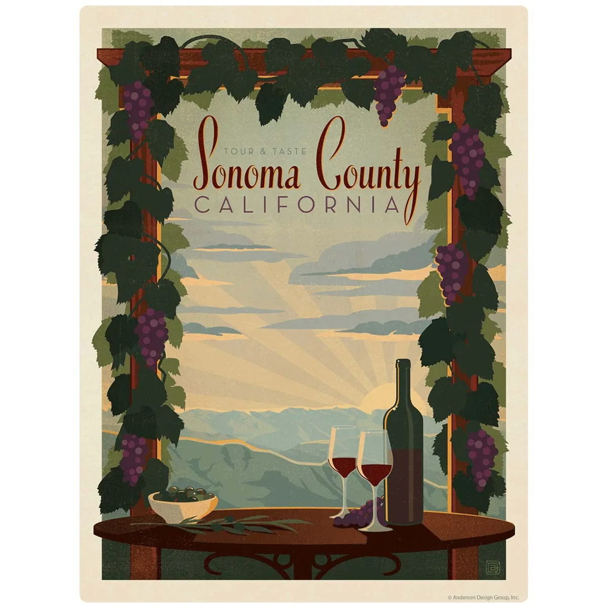 Sonoma County California Wine Vinyl Sticker