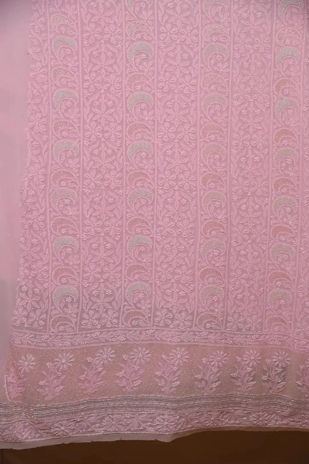 Viscose Chikankari Length with Dupatta - Bubblegum Pink